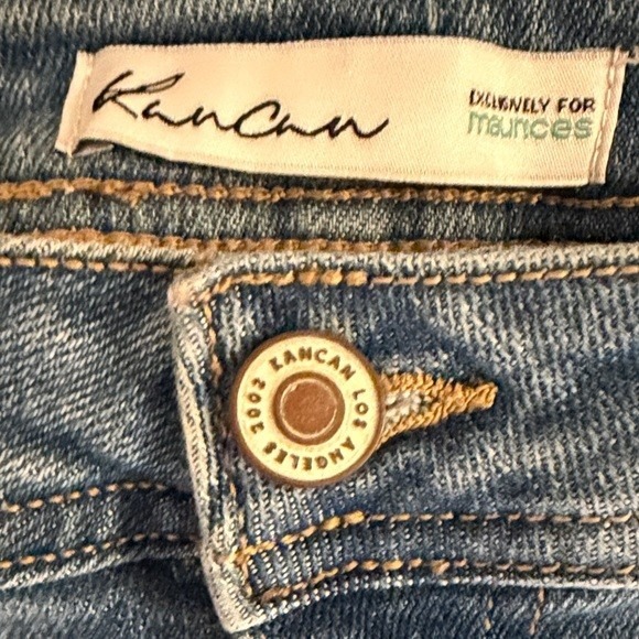 KanCan Maurices Womens Light Wash Raw Hem Front Seam Flare Jeans Size 31 - Picture 2 of 8